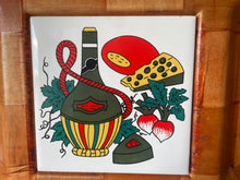 Load image into Gallery viewer, Vintage mid century bamboo sectional serving dish with original tile