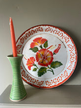 Load image into Gallery viewer, Vintage Enamel Tray Flower Design, Orange, Green and Red