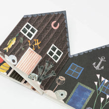 Load image into Gallery viewer, ‘Fisherman’s Huts’ concertina card by Hadley Paper Goods