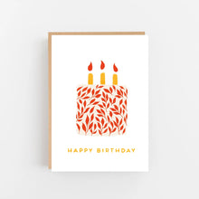 Load image into Gallery viewer, Happy Birthday card with red leaf design by Lomond Paper Co