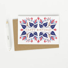 Load image into Gallery viewer, Happy Birthday card in a floral Winter design by Lomond Paper Co