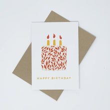 Load image into Gallery viewer, Happy Birthday card with red leaf design by Lomond Paper Co