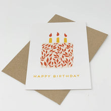 Load image into Gallery viewer, Happy Birthday card with red leaf design by Lomond Paper Co