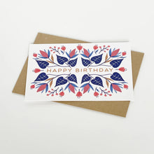 Load image into Gallery viewer, Happy Birthday card in a floral Winter design by Lomond Paper Co