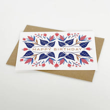 Load image into Gallery viewer, Happy Birthday card in a floral Winter design by Lomond Paper Co