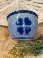 Load image into Gallery viewer, Pretty vintage stoneware small bowl with blue speckled glaze
