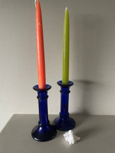 Load image into Gallery viewer, Pair of glass candlesticks in ‘Matisse’ blue
