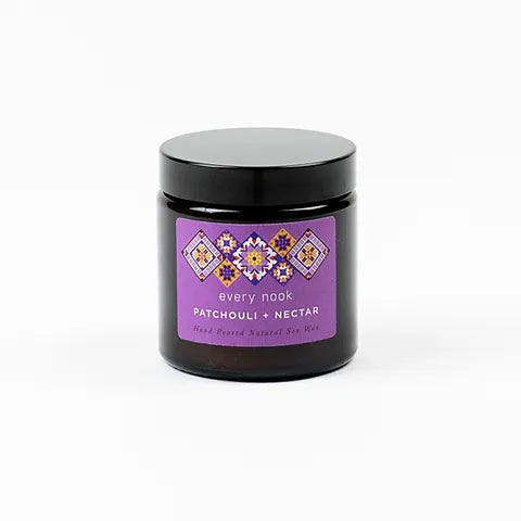 Candle: Patchouli + nectar soy wax candle by every nook candles - small