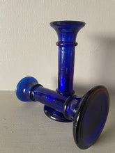 Load image into Gallery viewer, Pair of glass candlesticks in ‘Matisse’ blue
