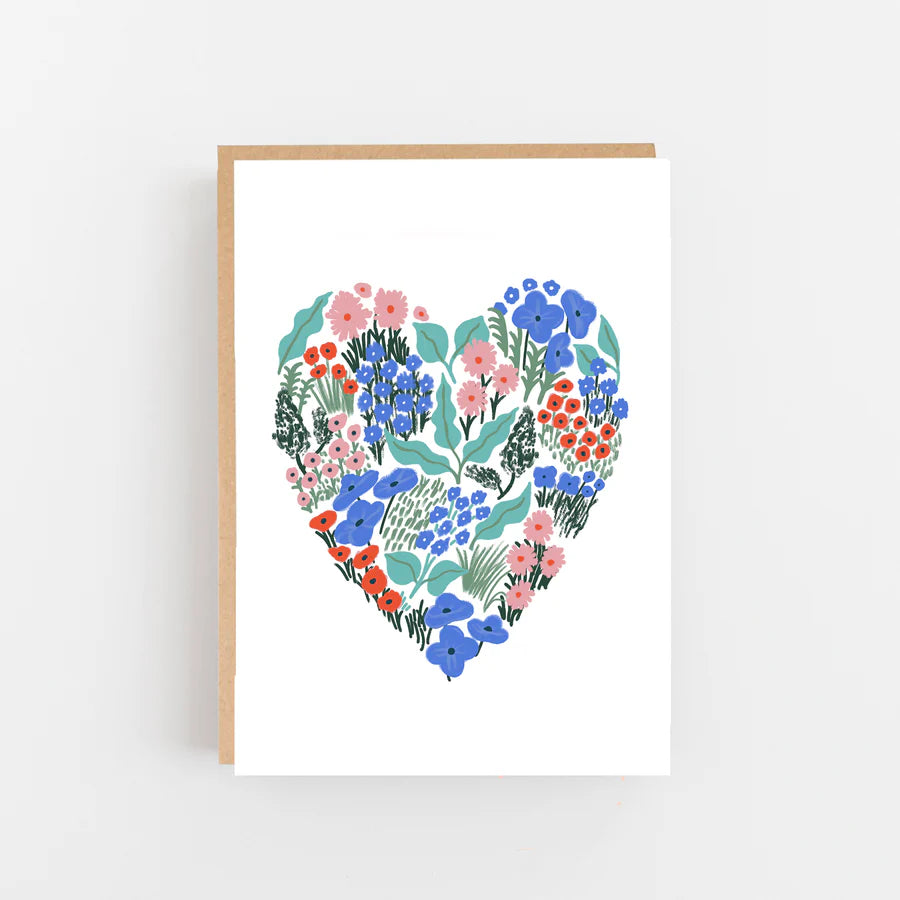 Blue Floral Heart card - Lomond Paper Co