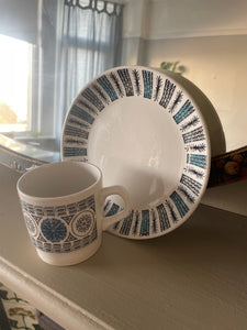 Mid century blue and white set