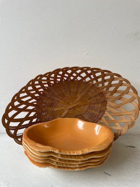 Set of 5 vintage French bisque crab ramekin dishes