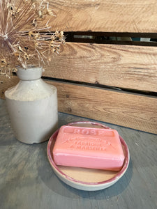 Ceramic soap dish - pink glaze
