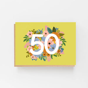 Floral 50th birthday card by Lomond Paper Co