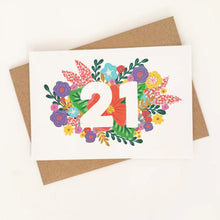 Load image into Gallery viewer, Floral 21st birthday card by Lomond Paper Co
