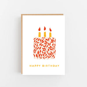 Happy Birthday card with red leaf design by Lomond Paper Co