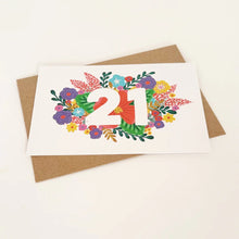 Load image into Gallery viewer, Floral 21st birthday card by Lomond Paper Co
