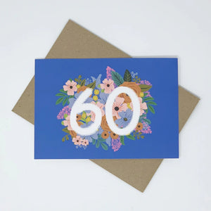 Floral 60th birthday card by Lomond Paper Co