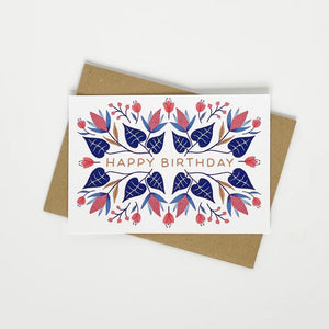 Happy Birthday card in a floral Winter design by Lomond Paper Co