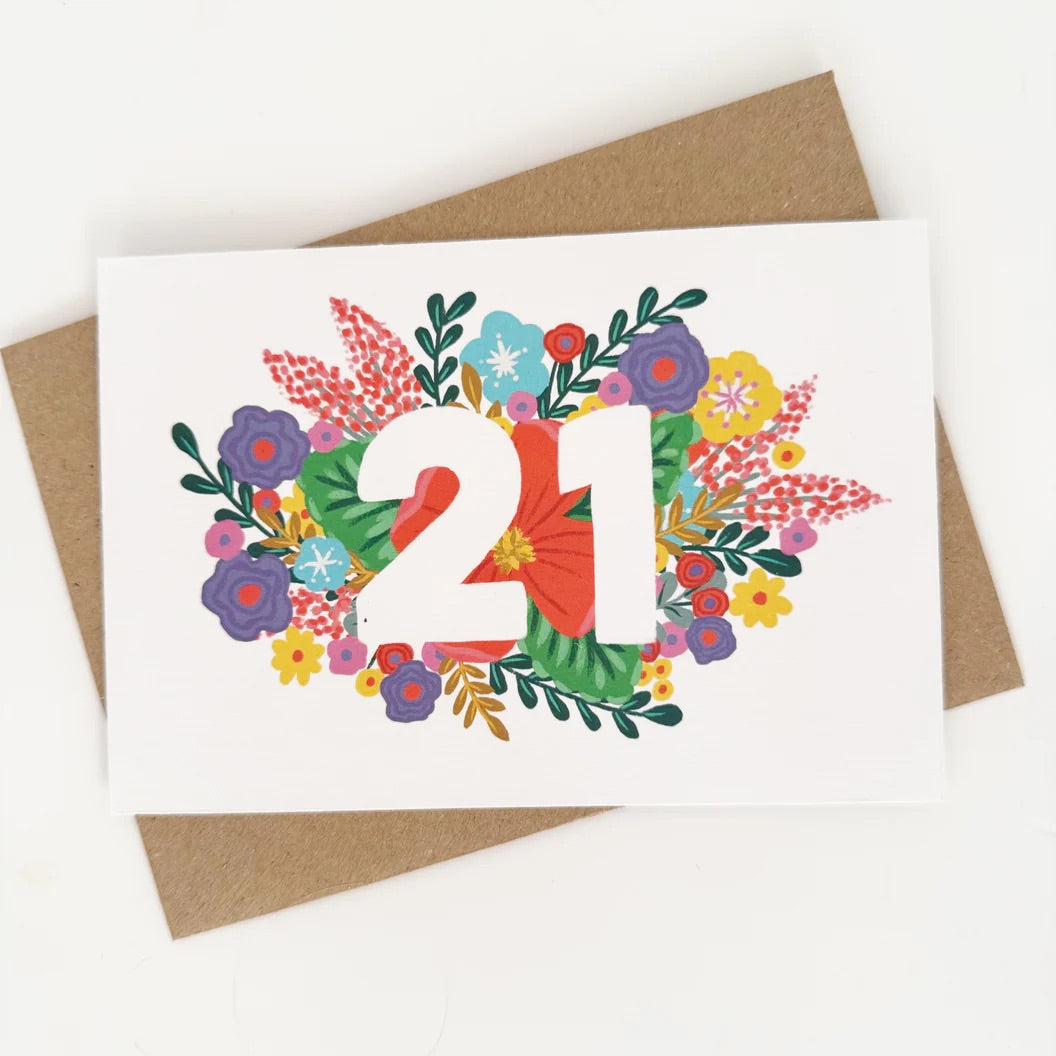 Floral 21st birthday card by Lomond Paper Co