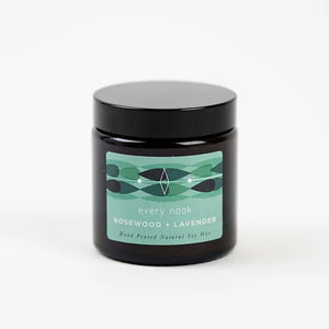 Candle: Rosewood + Lavender soy wax candle by every nook candles - small