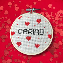 Load image into Gallery viewer, Cariad cross stitch kit by SophSewph
