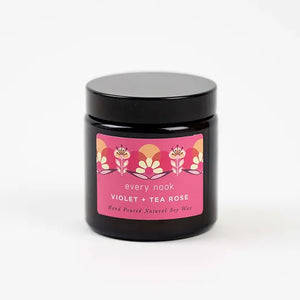 Candle: Violet + Tea Rose soy wax candle by every nook candles - small