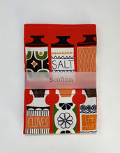 Load image into Gallery viewer, Tea towel - ‘Spice Jars’ (orange)
