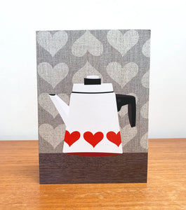Hearts Enamel Coffee Pot card - Scofinn
