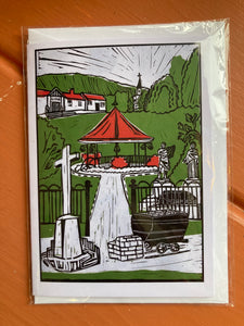 Ynysangharad Park Lino print card