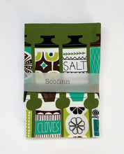 Load image into Gallery viewer, Tea towel - ‘Spice Jars’ (green)
