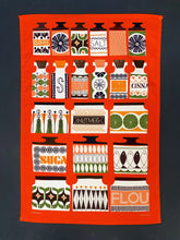 Load image into Gallery viewer, Tea towel - ‘Spice Jars’ (orange)
